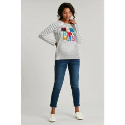 Joules Harbour Luxe White Long Sleeve Christmas Jersey Top -Joules Shop unnamed file 1080