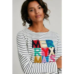 Joules Harbour Luxe White Long Sleeve Christmas Jersey Top -Joules Shop unnamed file 1081