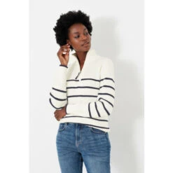 Joules White Portmore Quarter-Zip Jumper