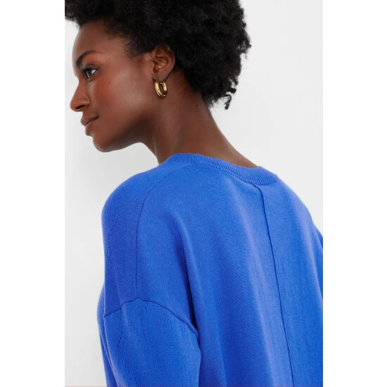 Joules Blue Juniper Star Pointelle Jumper 6 Joules Blue Juniper Star Pointelle Jumper - Image 4