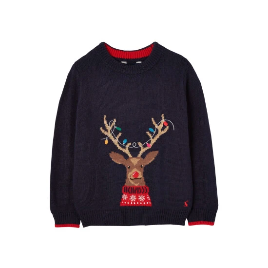 Joules Blue Cracking Intarsia Family Christmas Jumper 3 Joules Blue Cracking Intarsia Family Christmas Jumper