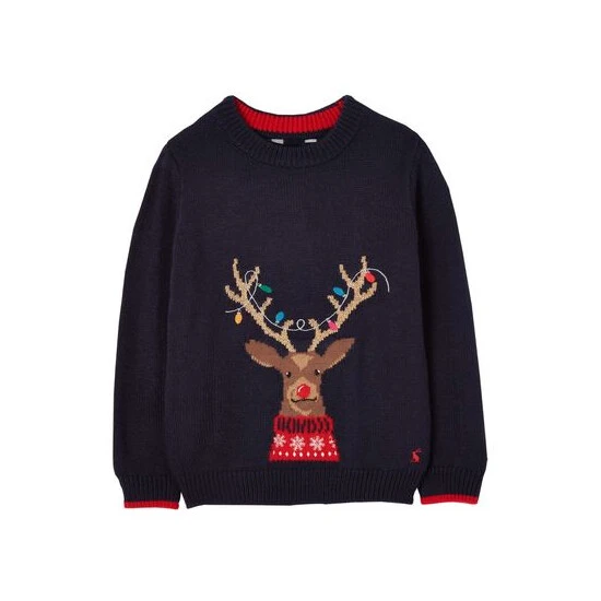 Joules Blue Cracking Intarsia Family Christmas Jumper 8 Joules Blue Cracking Intarsia Family Christmas Jumper - Image 6