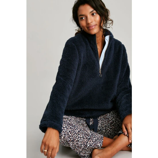 Joules Blue Cosy Polly Fleece Zip Neck Jumper 6 Joules Blue Cosy Polly Fleece Zip Neck Jumper - Image 4