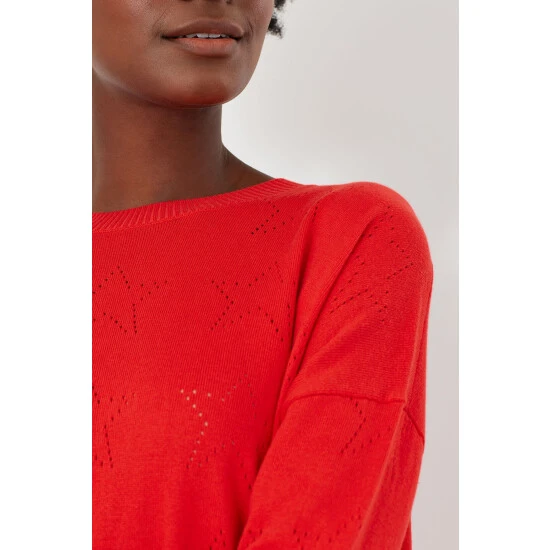 Joules Red Juniper Star Pointelle Jumper 5 Joules Red Juniper Star Pointelle Jumper - Image 3