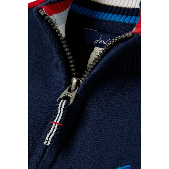 Joules Blue Ackwell 1/4th Zip Funnel Neck Jumper 7 Joules Blue Ackwell 1/4th Zip Funnel Neck Jumper - Image 5