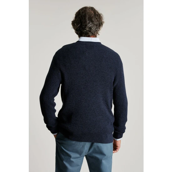 Joules Blue Pennan Textured Crew Neck Jumper Knit With Twisted Yarns 4 Joules Blue Pennan Textured Crew Neck Jumper Knit With Twisted Yarns - Image 2
