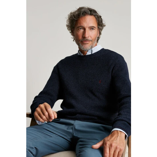 Joules Blue Pennan Textured Crew Neck Jumper Knit With Twisted Yarns 5 Joules Blue Pennan Textured Crew Neck Jumper Knit With Twisted Yarns - Image 3