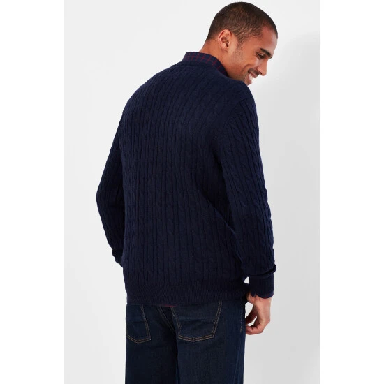 Joules Blue Glendale Fine Knit Cable Crew Neck Jumper 4 Joules Blue Glendale Fine Knit Cable Crew Neck Jumper - Image 2