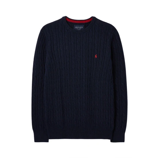 Joules Blue Glendale Fine Knit Cable Crew Neck Jumper 9 Joules Blue Glendale Fine Knit Cable Crew Neck Jumper - Image 7