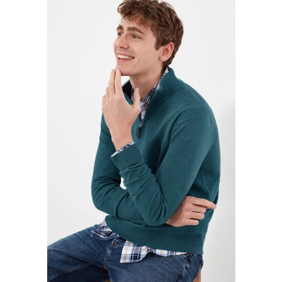 Joules Blue Hillside Seasonal 1/4th Zip Funnel Neck Jumper 6 Joules Blue Hillside Seasonal 1/4th Zip Funnel Neck Jumper - Image 4