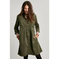 Joules Green Harlow Cord Button Through Dress