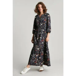 Joules Blue Lyla Button Down Tiered Dress