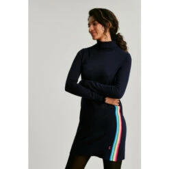 Joules Blue Laurie Roll Neck Knitted Dress