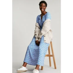 Joules Blue Amber Empire Line Tie Neck Dress