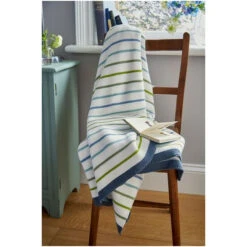 Joules White Springtime Knitted Cotton Throw
