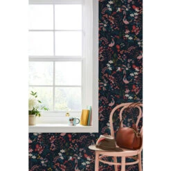 Joules French Navy Fields Edge Floral Wallpaper