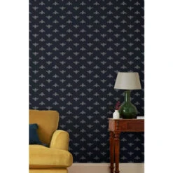 Joules French Navy Block Print Bee Wallpaper