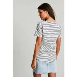 Joules Celina Black And White Stripe Bee V-Neck T-Shirt -Joules Shop unnamed file 980