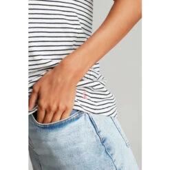 Joules Celina Black And White Stripe Bee V-Neck T-Shirt -Joules Shop unnamed file 982