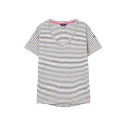 Joules Celina Black And White Stripe Bee V-Neck T-Shirt -Joules Shop unnamed file 984