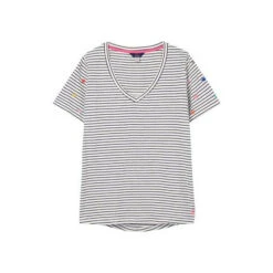 Joules Celina Black And White Stripe Bee V-Neck T-Shirt -Joules Shop unnamed file 985